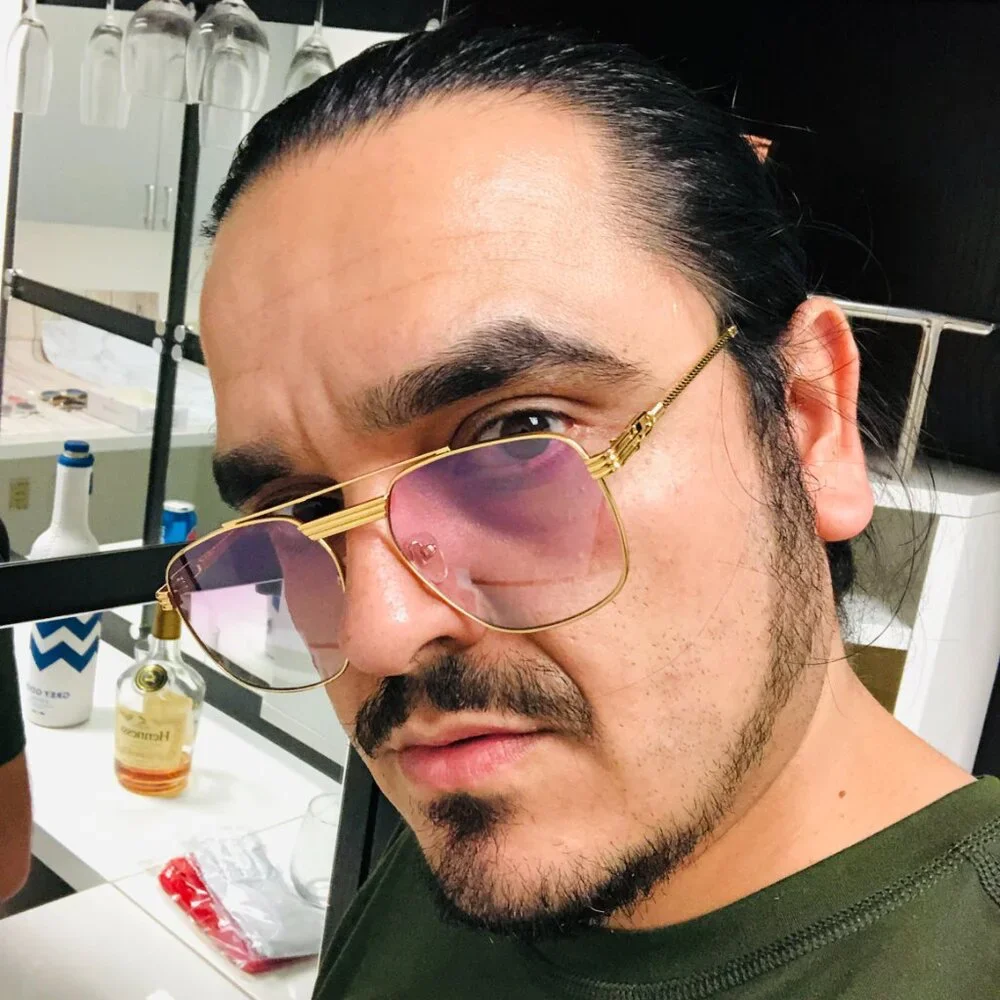 Men Sunglasses Hip Hop Shades Metal Gold Aviator Rapper Square Purple Lentes New